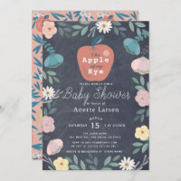 Apple Black Chalkboard Floral Pink Baby Dusche