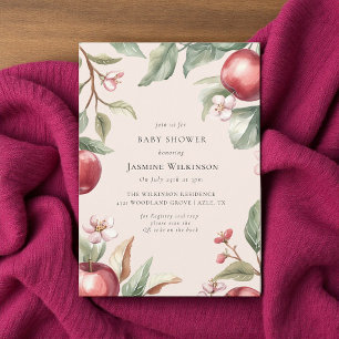 Apple Blossom Babydusche mit QR-Code Einladung