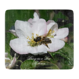 Apple Blossom & Bee Macro Photo | Cutting Board Schneidebrett