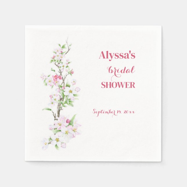 Apple Blossom Brautparty Personalisiert Serviette (Vorderseite)