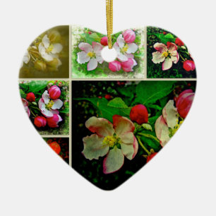Apple Blossom Collage - Verbessertes digitales Fot Keramik Ornament