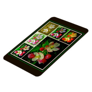Apple Blossom Collage - Verbessertes digitales Fot Magnet