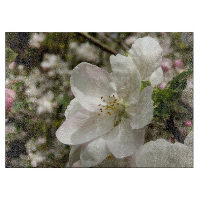 Apple Blossom Decorative Glass Chopping Board Schneidebrett (Vorderseite)