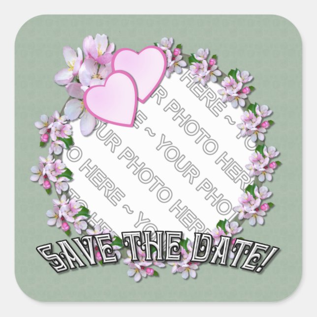 APPLE BLOSSOM ~ Hinzufügen eines Fotos ~ Square St Quadratischer Aufkleber (Vorderseite)