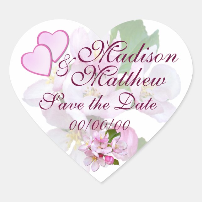 APPLE BLOSSOM ~ Save the Date ~ Heart Stickers (Vorderseite)