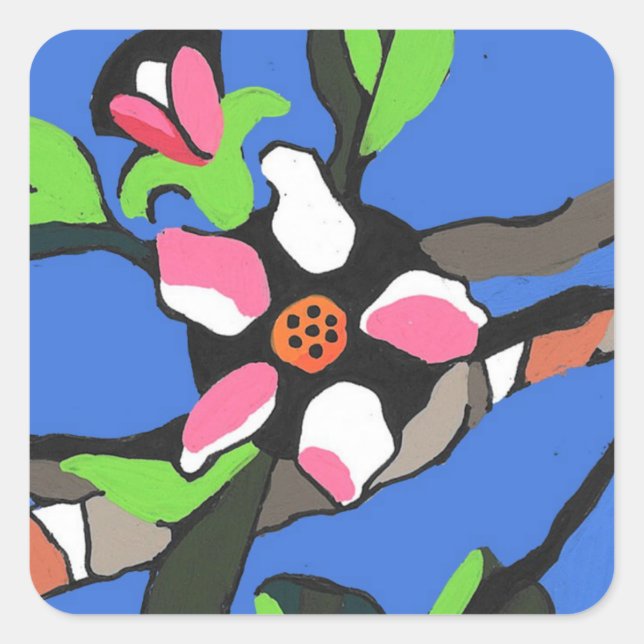 Apple Blossom Stickerr Quadratischer Aufkleber (Vorderseite)