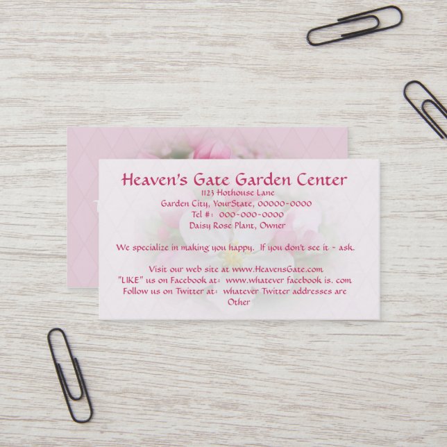 Apple Blossom Time Business Cards Visitenkarte (Vorderseite/Rückseite Beispiel)