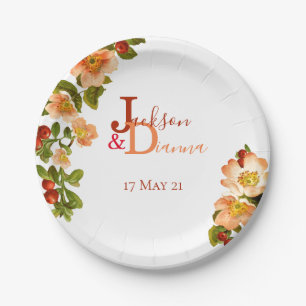 Apple Blossom Wasserfarbenstems Hochzeit Pappteller
