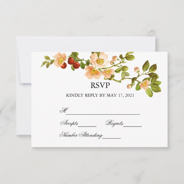Apple Blossom Wasserfarbenstems Hochzeit RSVP Karte (Vorderseite)