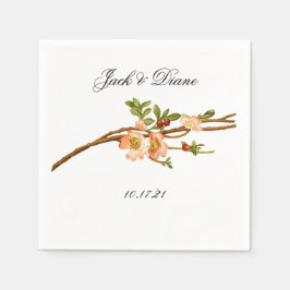 Apple Blossom Wasserfarbenstems Hochzeit Serviette