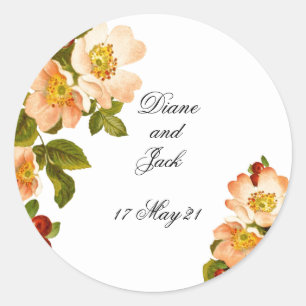 Apple Blossom Wasserfarbenstems Hochzeitsticker Runder Aufkleber