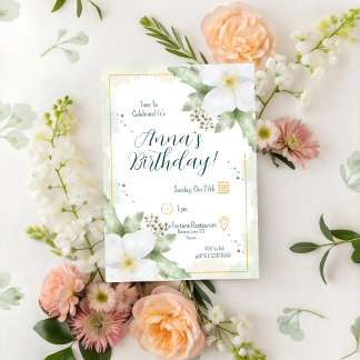 Apple Blossom Watercolor Florals Geburtstag Einladung