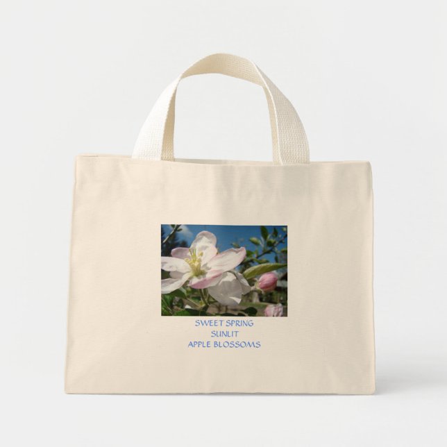 Apple BLOSSOMS TOTE BAG LEINWAND BEACH BAG Mini Stoffbeutel (Vorne)