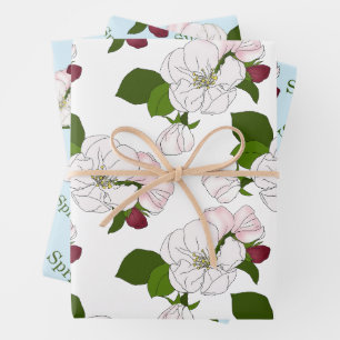 Apple blühen. Zeit für Liebe und Romantik. Geschenkpapier Set