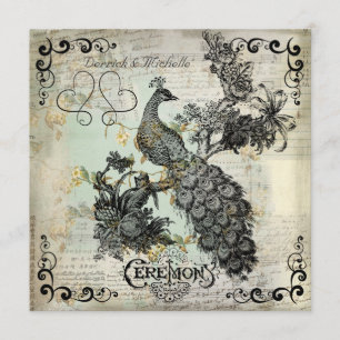 Apple blüht Peacock Hochzeit Einladung