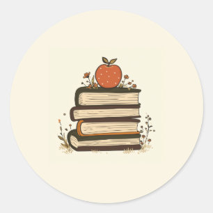 Apple-Book-Stack-Rund-Sticker Runder Aufkleber