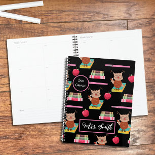 Apple Books Owl Pen Muster Lehrer Black Planner Planer