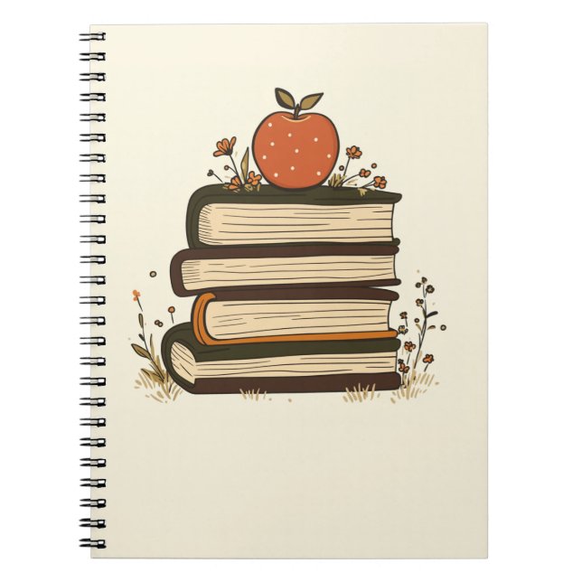Apple Buchstapel Lehrer Notizbuch Notizblock (Vorderseite)