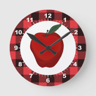 Apple Buffalo Pläd Kitchen Round Clock Runde Wanduhr
