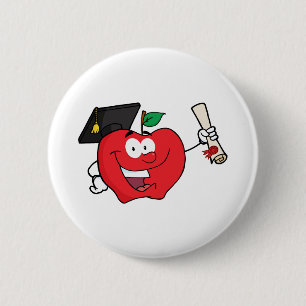 Apple-Charakter-Absolvent, der ein Diplom hält Button