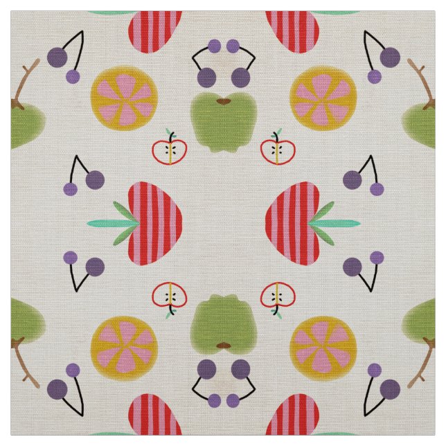 Apple Cherry Blueberry Frucht Stoff (Muster)