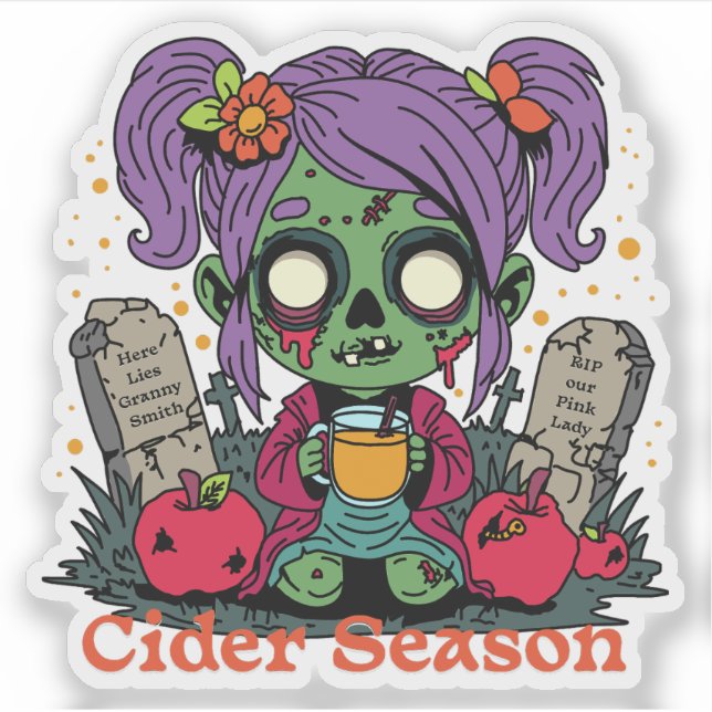 Apple Cider Season Zombie Aufkleber (Vorderseite)