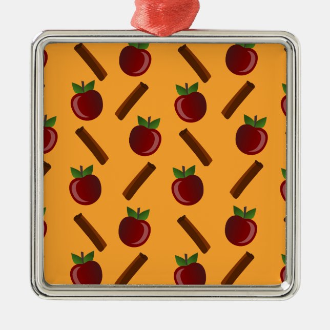 Apple Cinnamon Muster Ornament Aus Metall (Vorne)