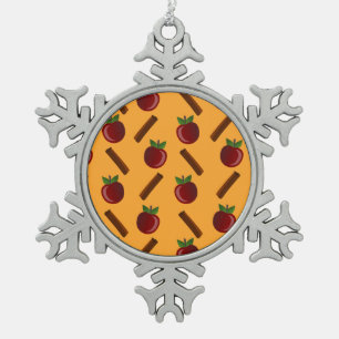 Apple Cinnamon Muster Schneeflocken Zinn-Ornament