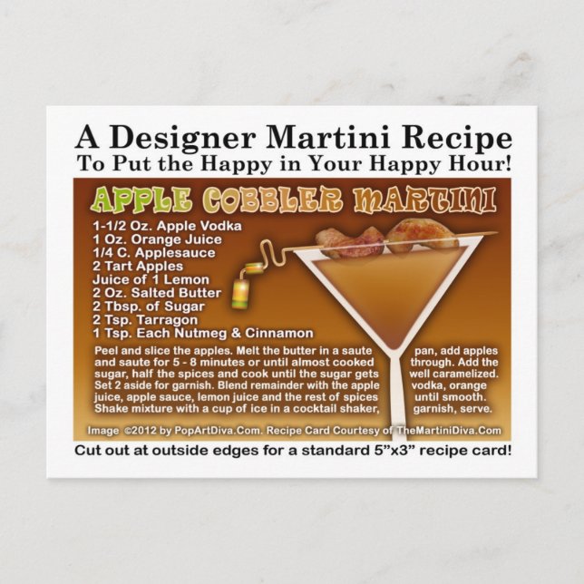 Apple Cobbler Martini Rezept Postkarte (Vorderseite)