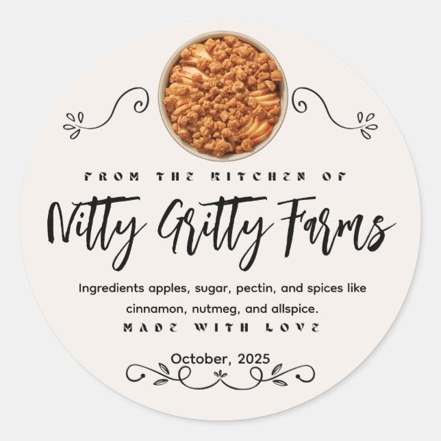 Apple Crisp-Konfitüre bewahren benutzerdefiniertes Runder Aufkleber (Vorderseite)