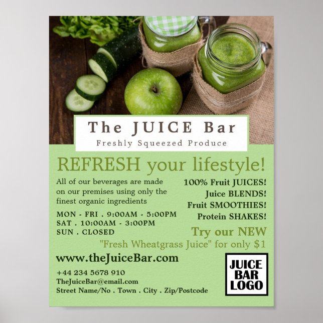 Apple & Cucumber, Juice-Bar-Werbung Poster (Vorne)
