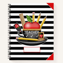 Apple-Cup-Streifen für LehrerInnen Grosses Noteboo Notizbuch