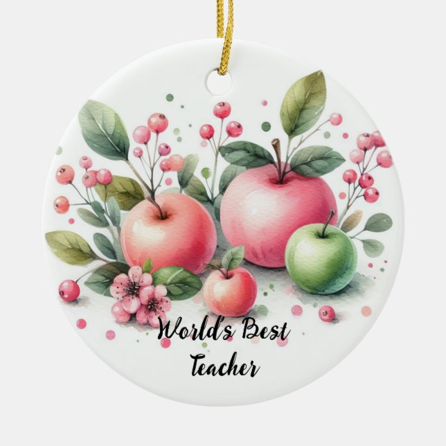 Apple Delight, der beste Lehrer der Welt Keramik Ornament (Vorne)