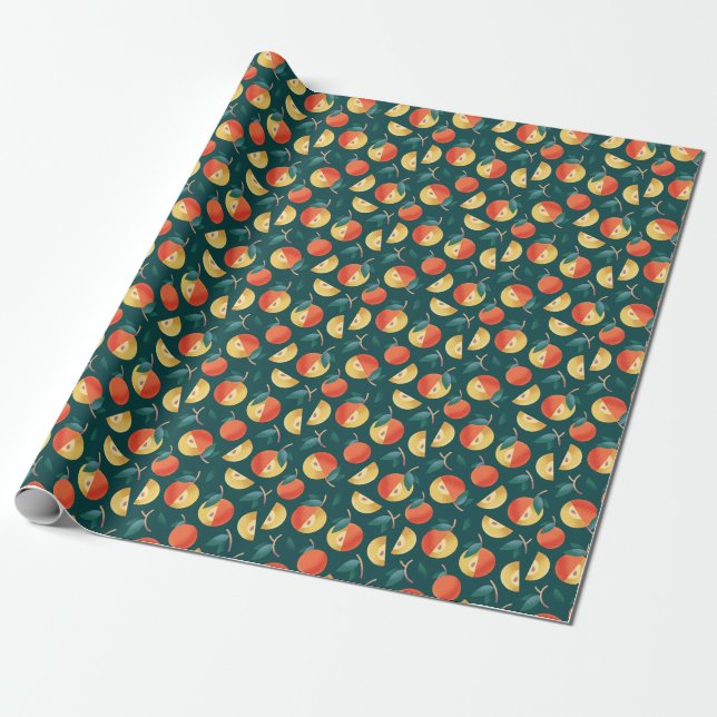 Apple Delight: Dunkelgrün nahtlos. Geschenkpapier (Ungerollt)