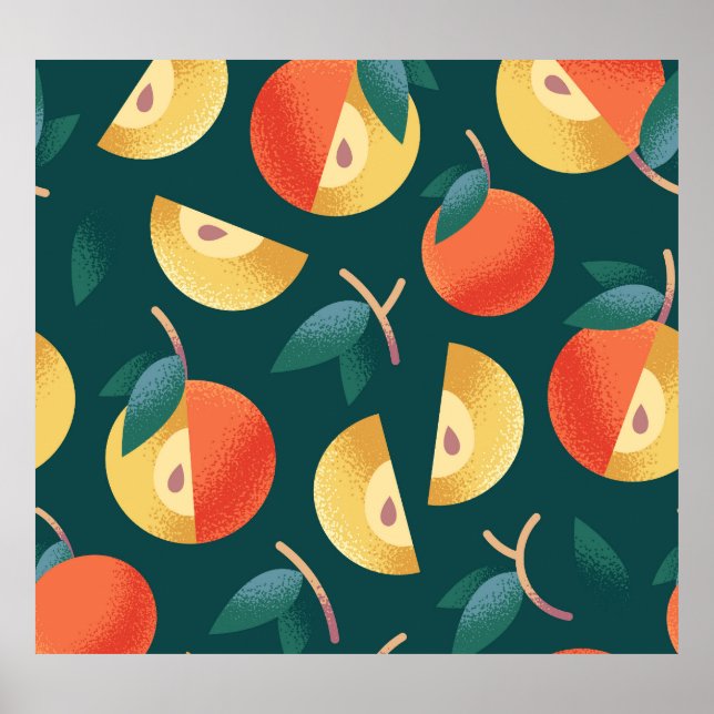 Apple Delight: Dunkelgrün nahtlos. Poster (Vorne)