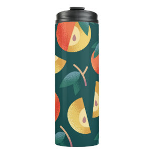 Apple Delight: Dunkelgrün nahtlos. Thermosbecher