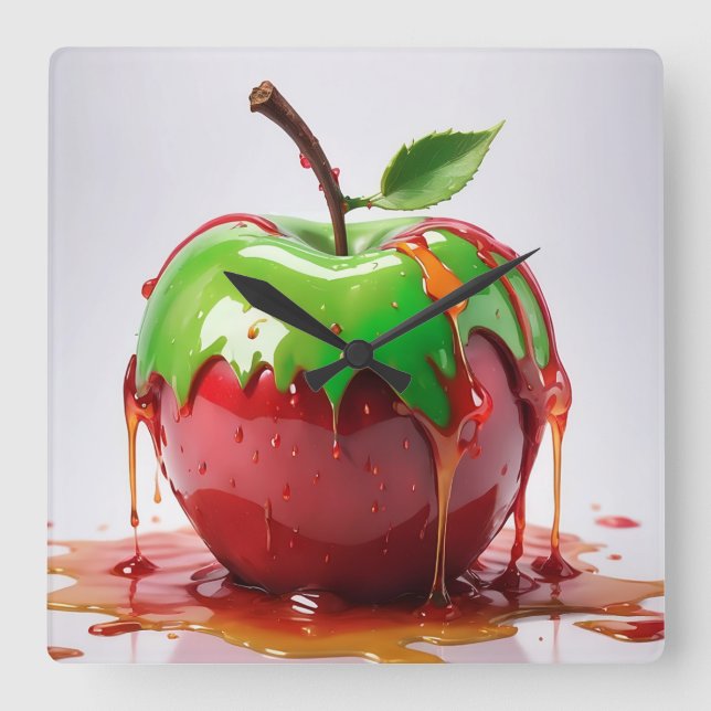 Apple Digital Art Quadratische Wanduhr (Vorderseite)