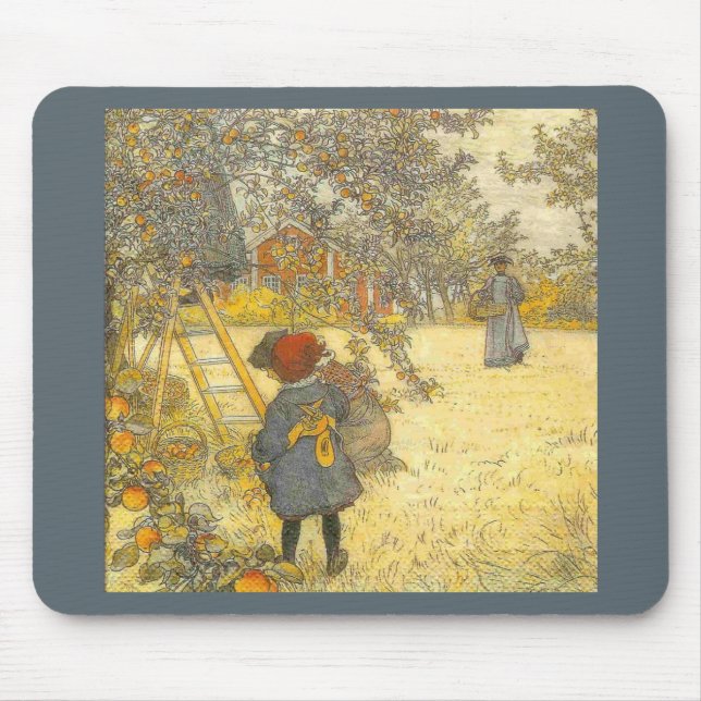 Apple-Ernte durch Vintagen Obstgarten Karls Mousepad (Vorne)