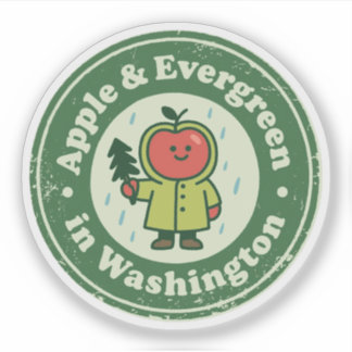 Apple & Evergreen_ Washington Nature Inspiriert Aufkleber