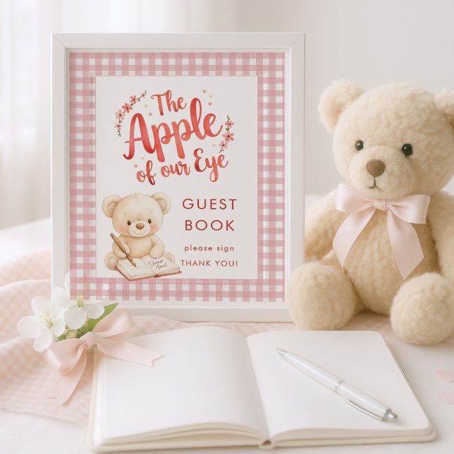 Apple Eye Gingham Sign Guest Book Baby Shower Poster (Von Creator hochgeladen)