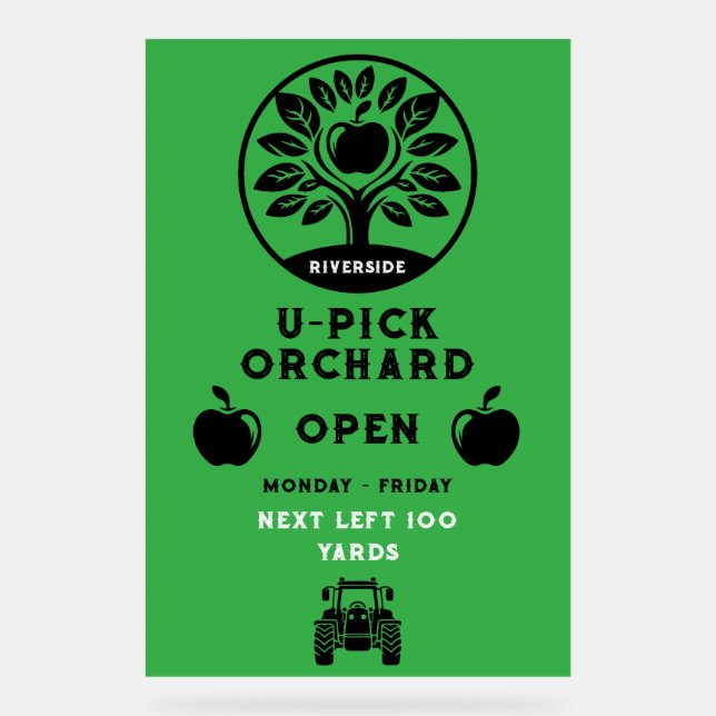 Apple Farm U- Pick-Werbeaktion Acrylschild (Vorderseite)