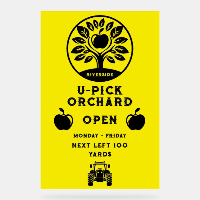 Apple Farm U- Pick-Werbeaktion Acrylschild (Vorderseite)