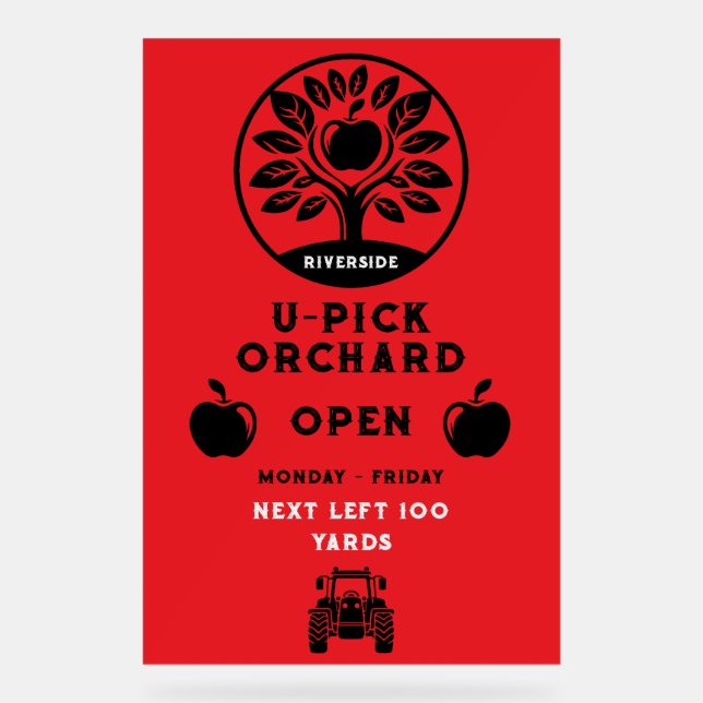 Apple Farm U- Pick-Werbeaktion Acrylschild (Vorderseite)