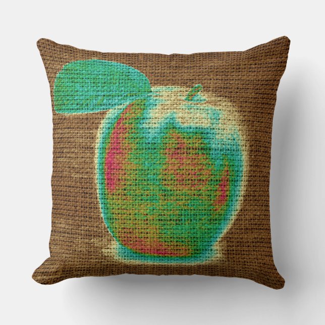 Apple Fine Art auf Burlap Linen Jute #4 Kissen (Vorderseite)