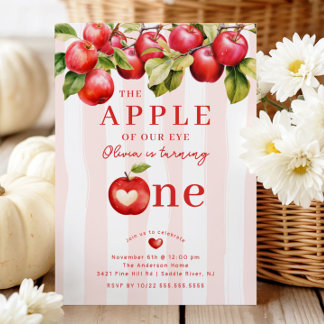 Apple First Birthday Party Einladung