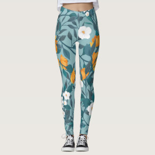 Apple Floral: Blühendes Mustermotiv. Leggings