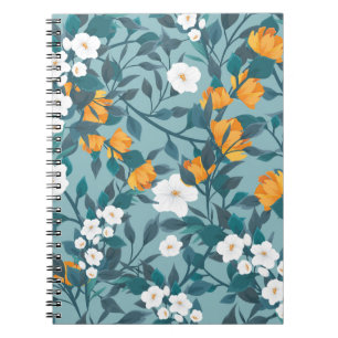 Apple Floral: Blühendes Mustermotiv. Notizblock