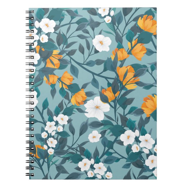 Apple Floral: Blühendes Mustermotiv. Notizblock (Vorderseite)
