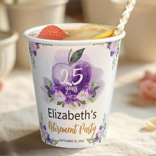 Apple Floral Teacher Retirement Party Pappbecher (Von Creator hochgeladen)