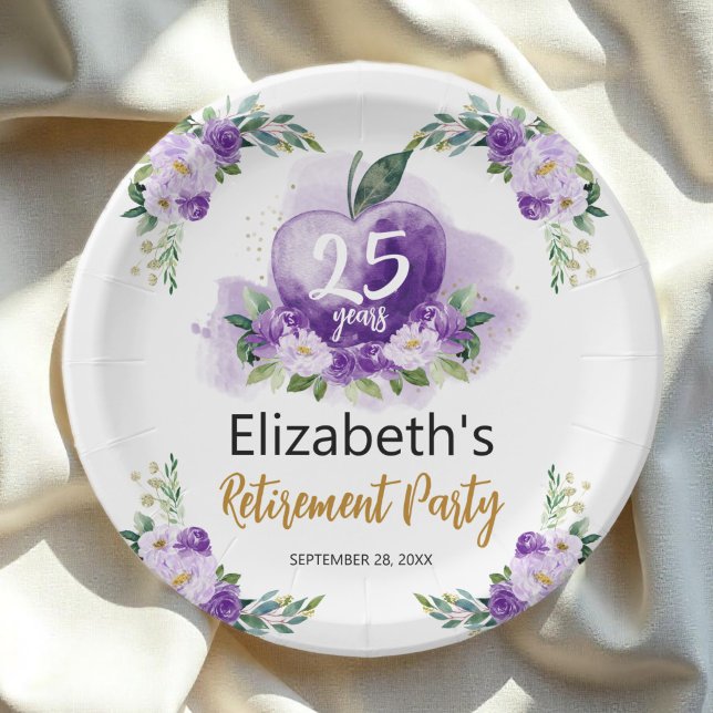 Apple Floral Teacher Retirement Party Pappteller (Von Creator hochgeladen)